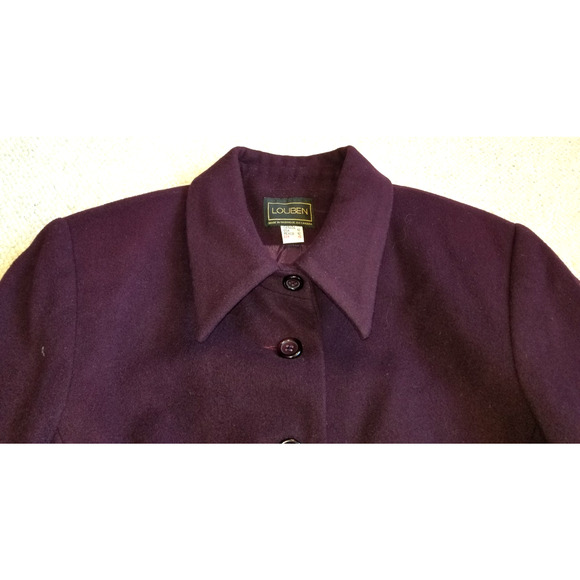 VINTAGE Womens Jacket-LOUBEN-purple wool blend lined button-up-12 - Picture 2 of 5
